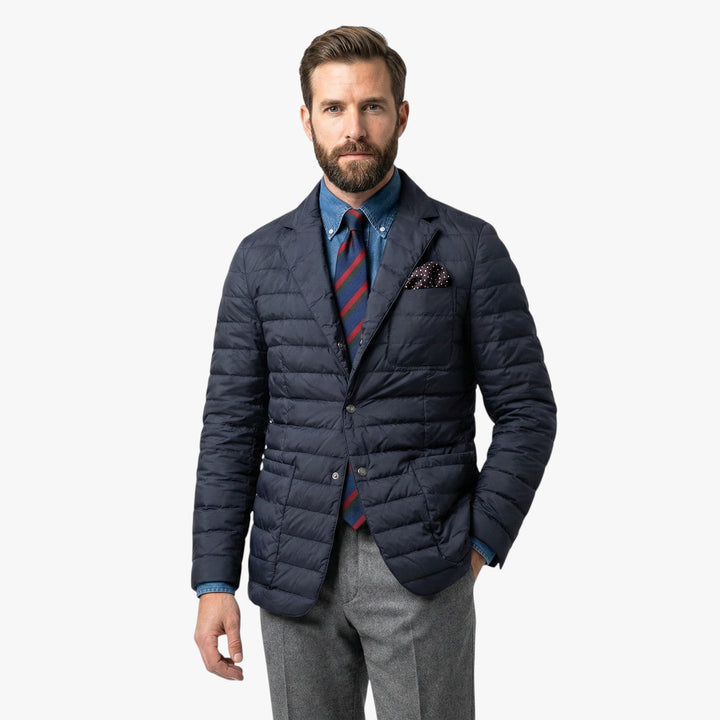 Men’s Navy Quilted Blazer Jacket