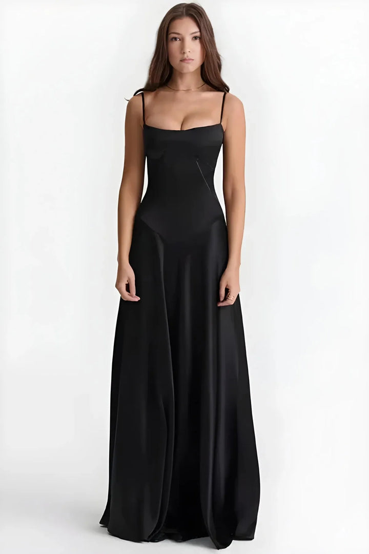 Women's Elegant Stunning Maxi Dress with Corset Back and Straps