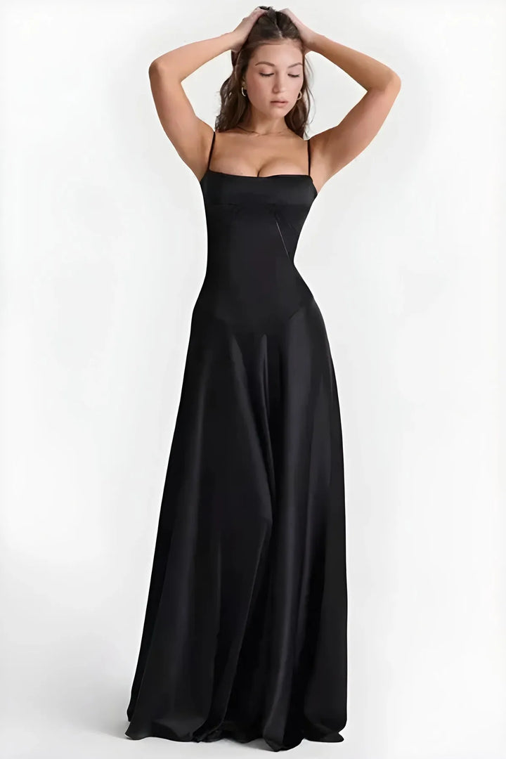 Women's Elegant Stunning Maxi Dress with Corset Back and Straps