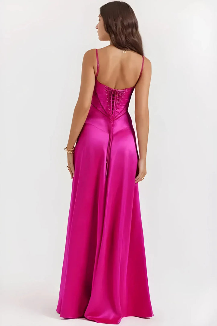 Women's Elegant Stunning Maxi Dress with Corset Back and Straps