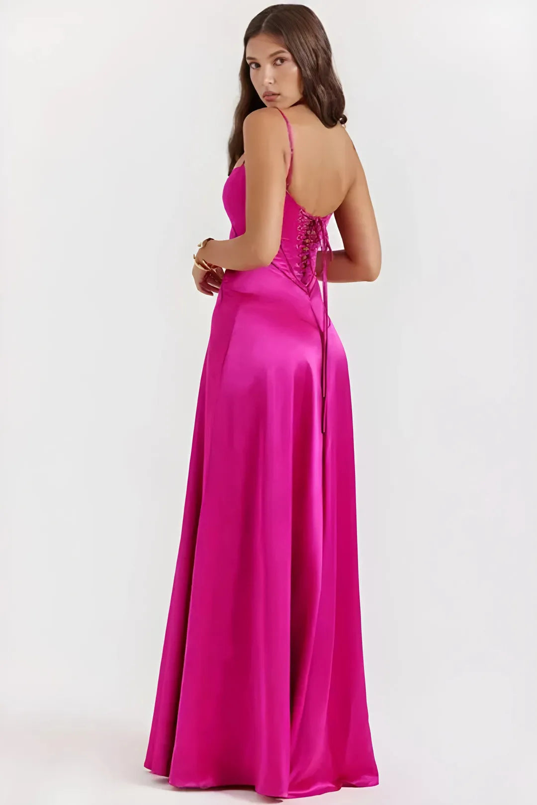 Women's Elegant Stunning Maxi Dress with Corset Back and Straps