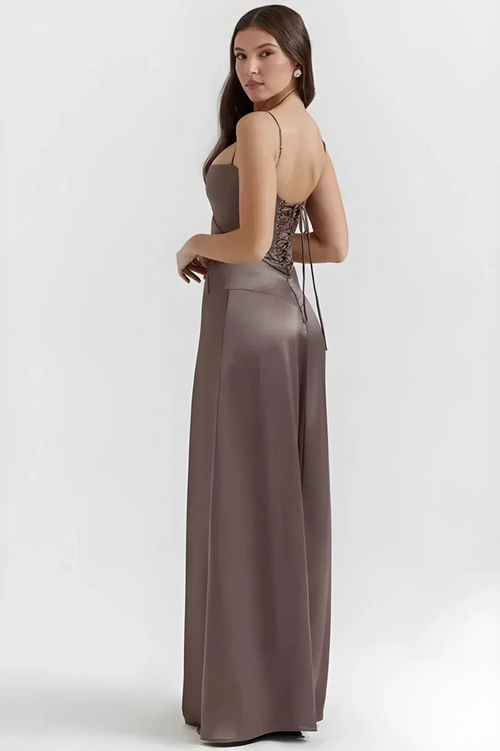 Women's Elegant Stunning Maxi Dress with Corset Back and Straps