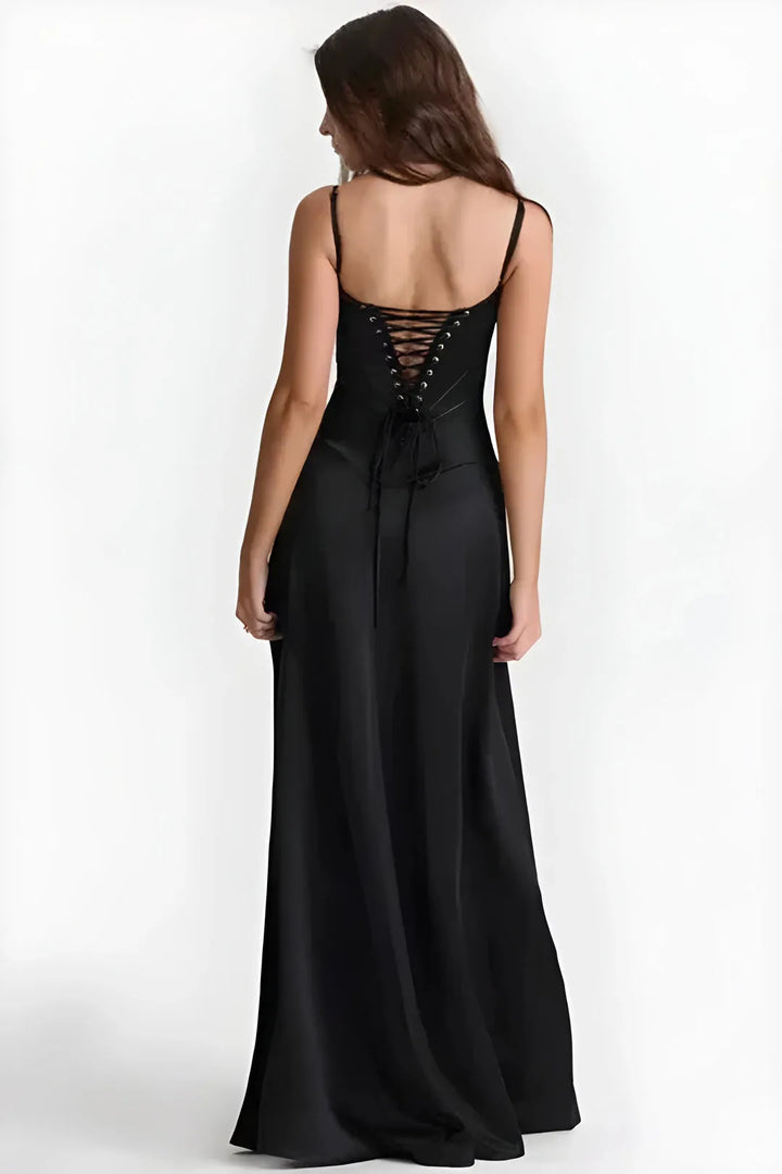 Women's Elegant Stunning Maxi Dress with Corset Back and Straps