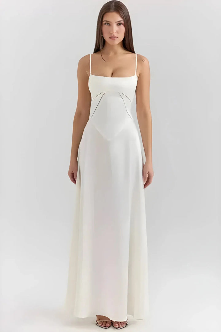 Women's Elegant Stunning Maxi Dress with Corset Back and Straps