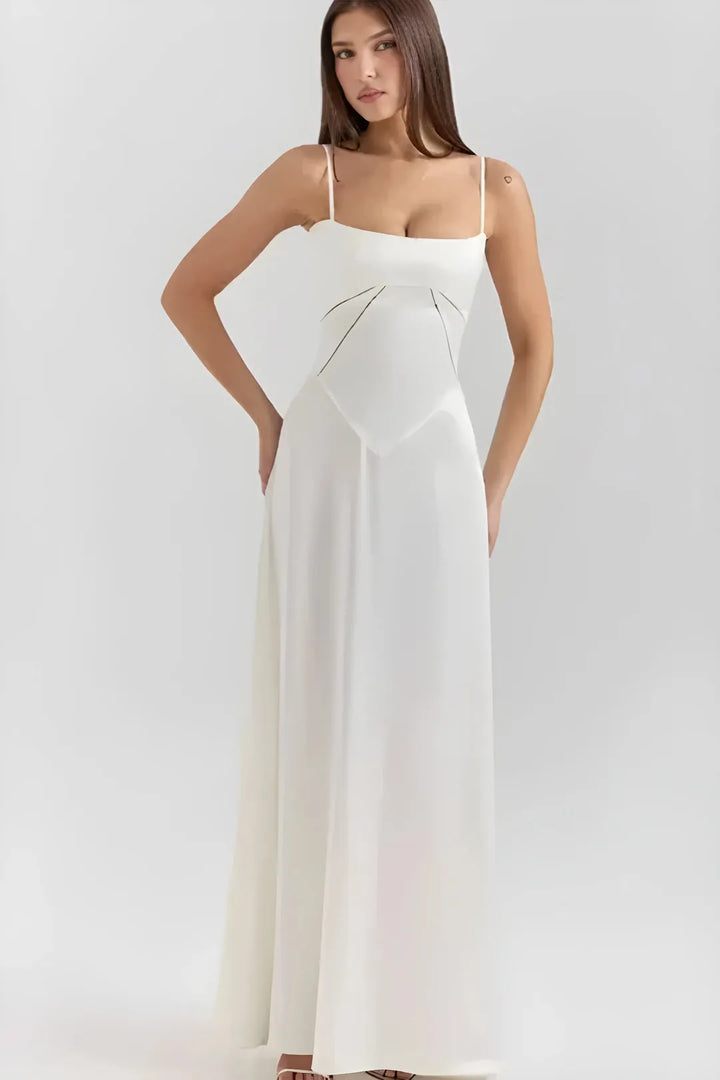Women's Elegant Stunning Maxi Dress with Corset Back and Straps