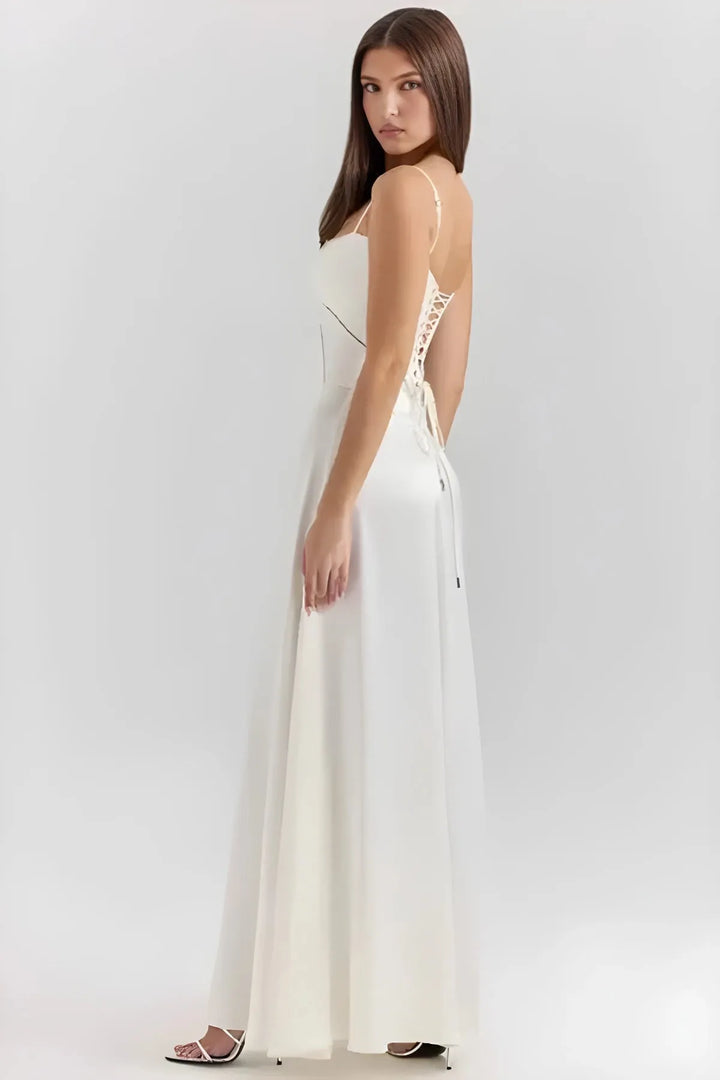 Women's Elegant Stunning Maxi Dress with Corset Back and Straps