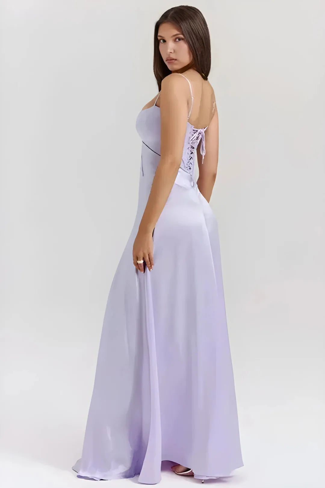 Women's Elegant Stunning Maxi Dress with Corset Back and Straps