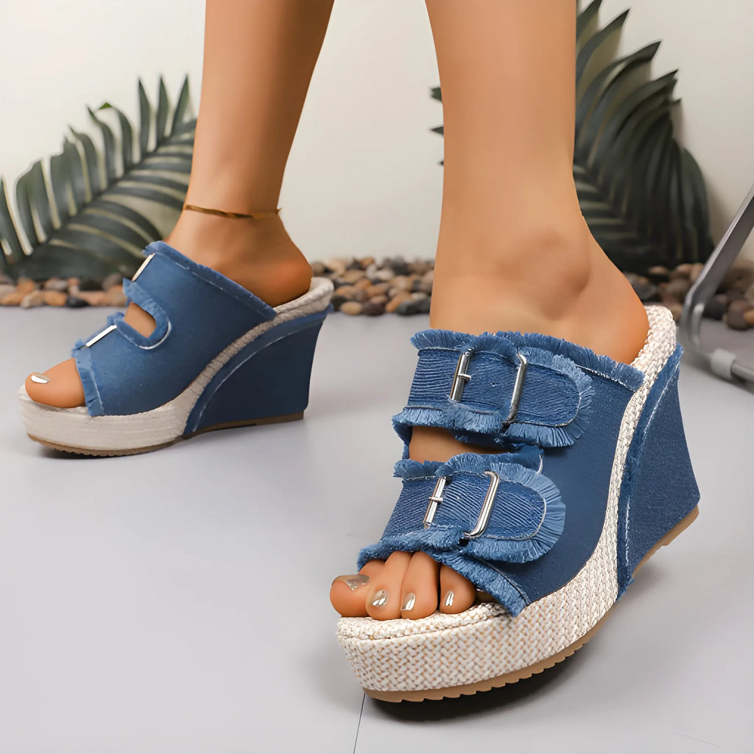 Women's Platform Comfy Wedge Sandals with Adjustable Strap