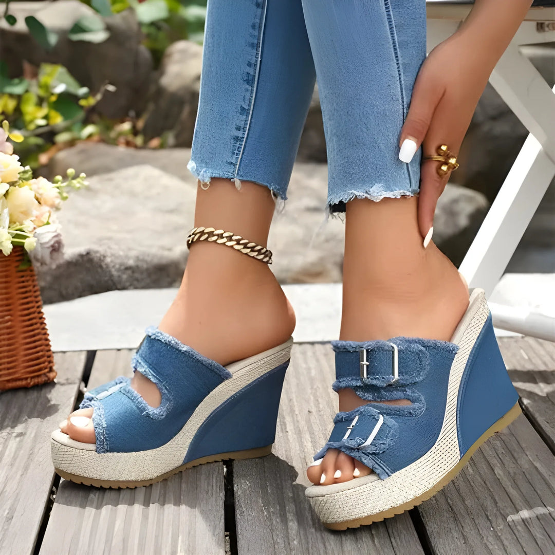 Women's Platform Comfy Wedge Sandals with Adjustable Strap