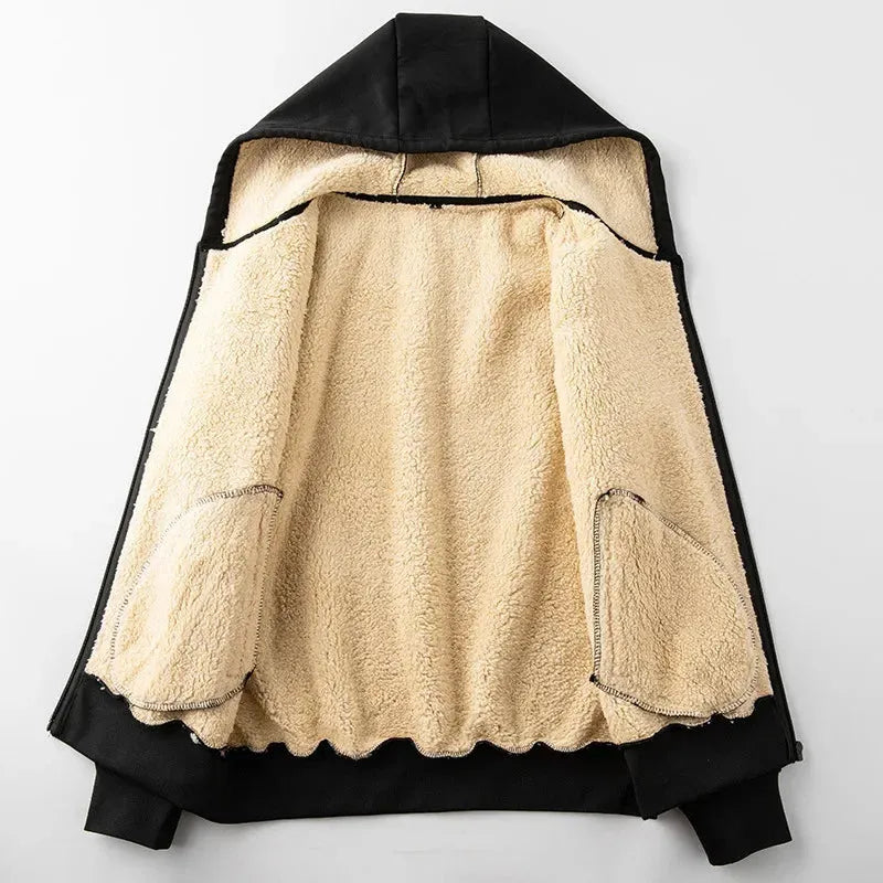 Relaxed Fit Zip-Up Hoodie with Zip Pockets and Trousers Set