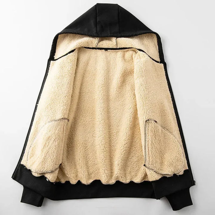 Relaxed Fit Zip-Up Hoodie with Zip Pockets and Trousers Set