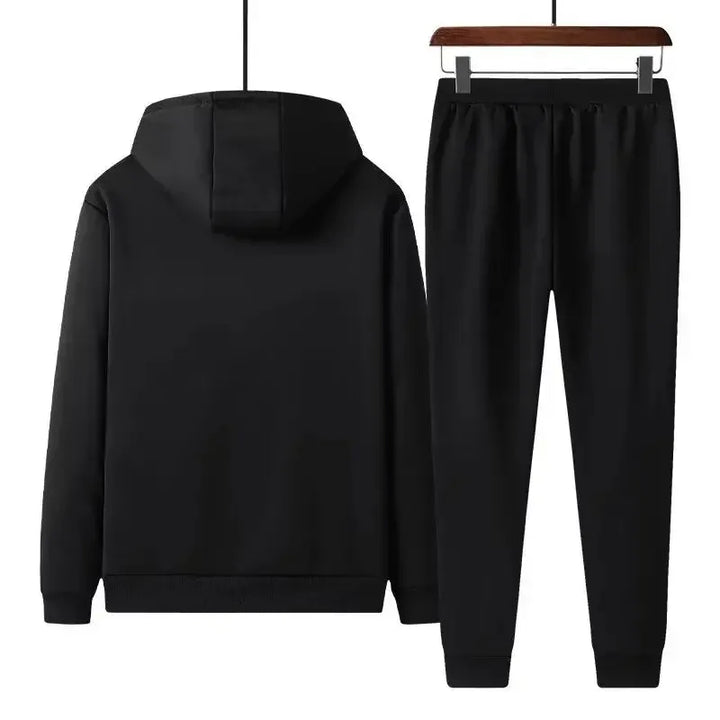 Relaxed Fit Zip-Up Hoodie with Zip Pockets and Trousers Set