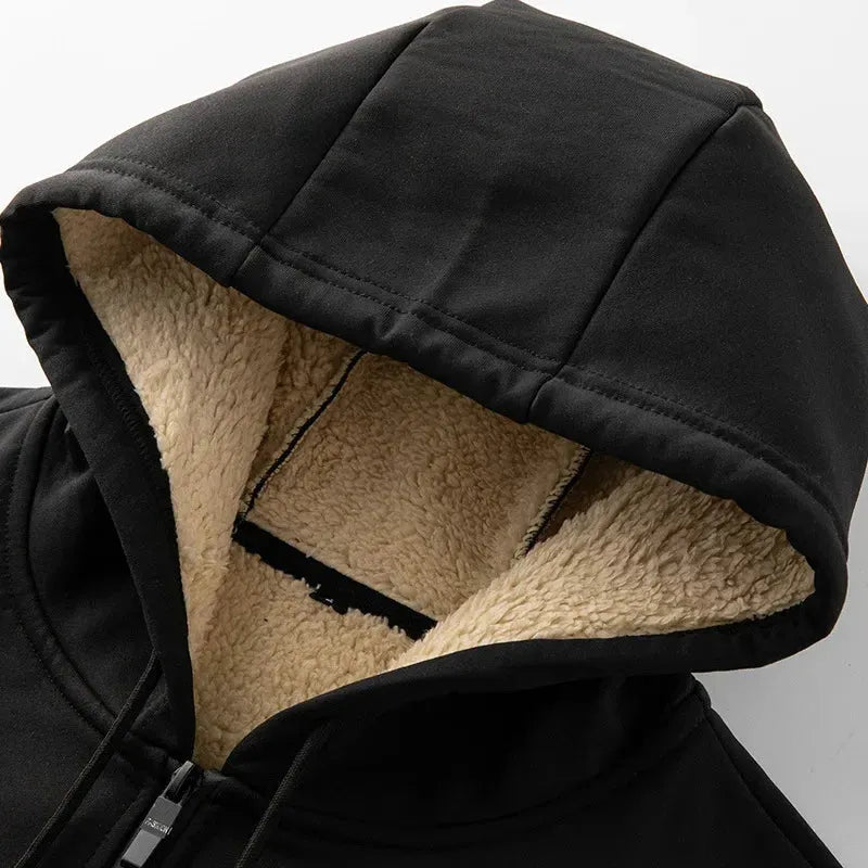 Relaxed Fit Zip-Up Hoodie with Zip Pockets and Trousers Set
