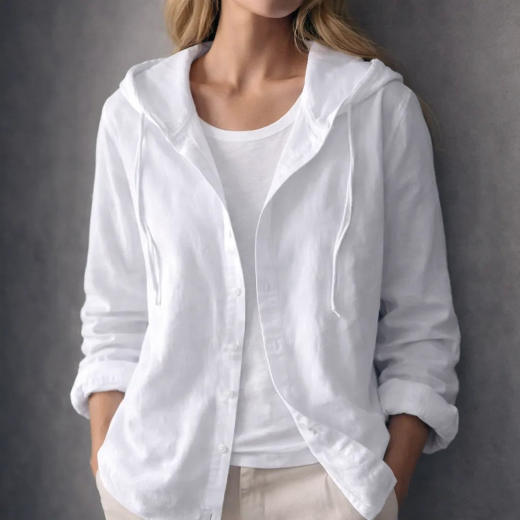Striped Hoodie with Button Closure and Long Sleeves