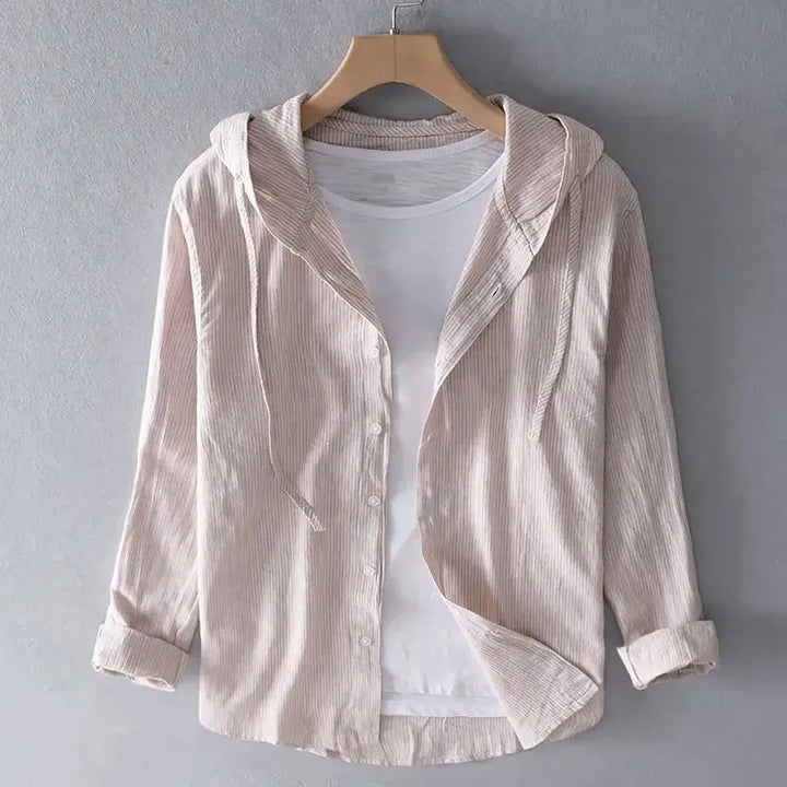 Striped Hoodie with Button Closure and Long Sleeves