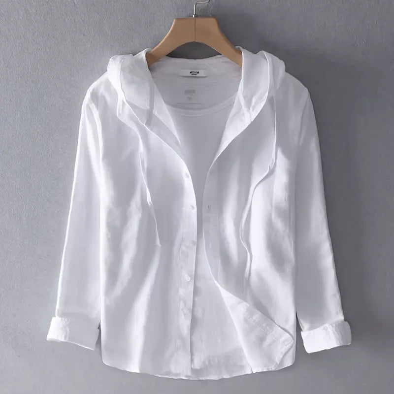 Striped Hoodie with Button Closure and Long Sleeves