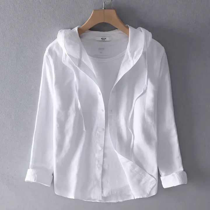 Striped Hoodie with Button Closure and Long Sleeves