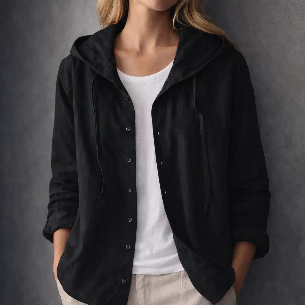 Striped Hoodie with Button Closure and Long Sleeves