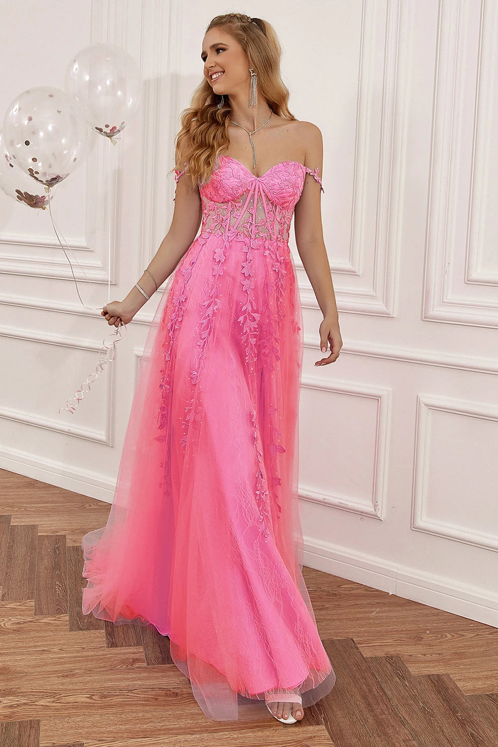 Women's A-Line Wedding Guest Maxi Dress with Embellished Detail