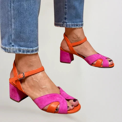 Women's Ankle Comfy Heeled Sandals with Adjustable Strap