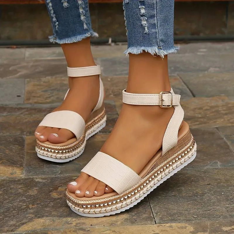 Women's Ankle Platform Sandals with Adjustable Strap