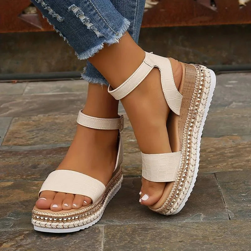 Women's Ankle Platform Sandals with Adjustable Strap