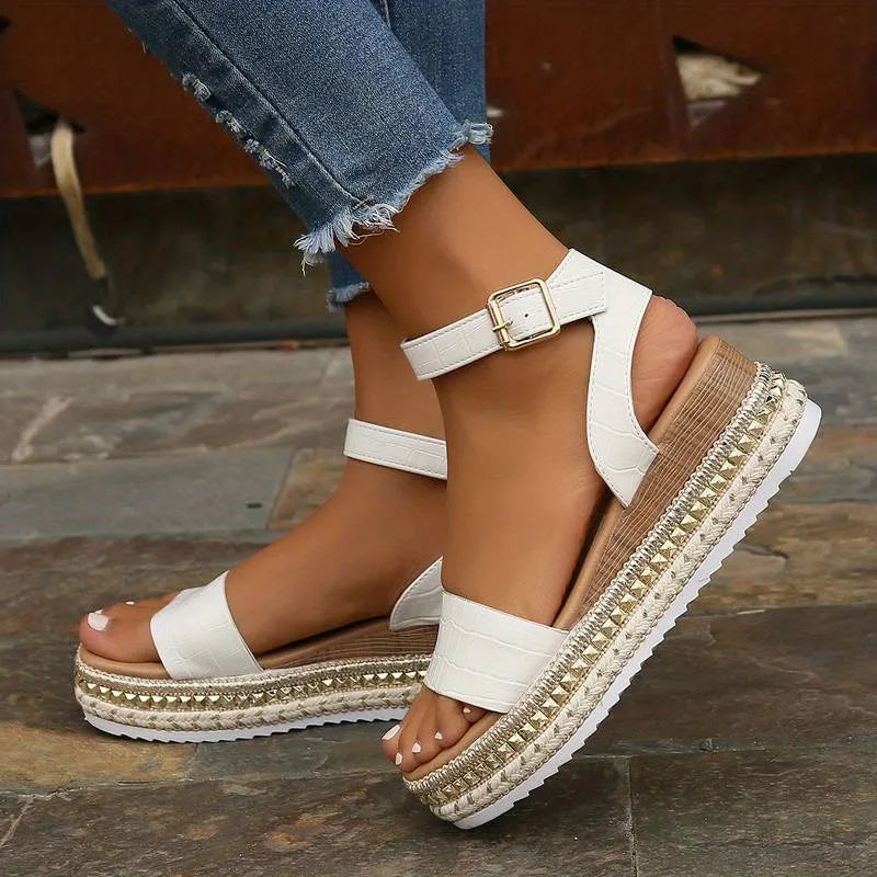 Women's Ankle Platform Sandals with Adjustable Strap