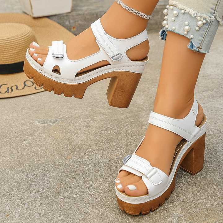 Women's Block Heel Chunky Sandals with Adjustable Strap