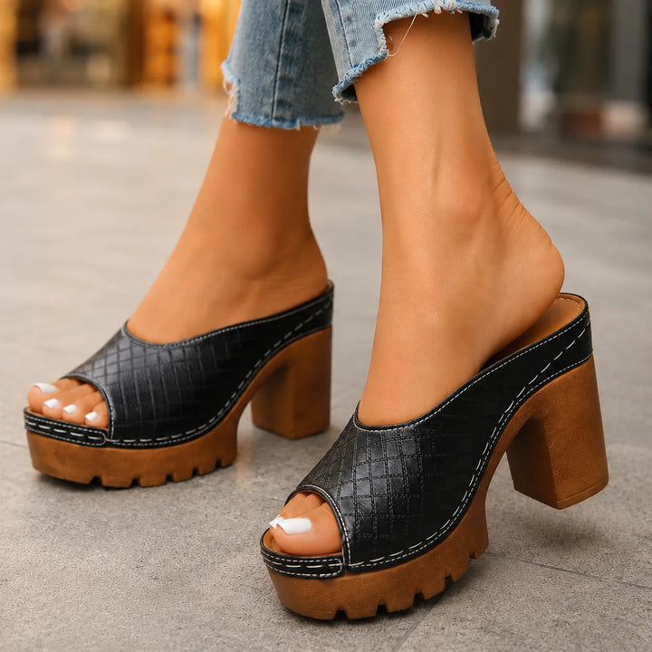 Women's Block Heel Chunky Sandals with Cushioned Footbed