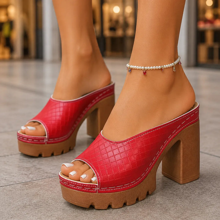 Women's Block Heel Chunky Sandals with Cushioned Footbed