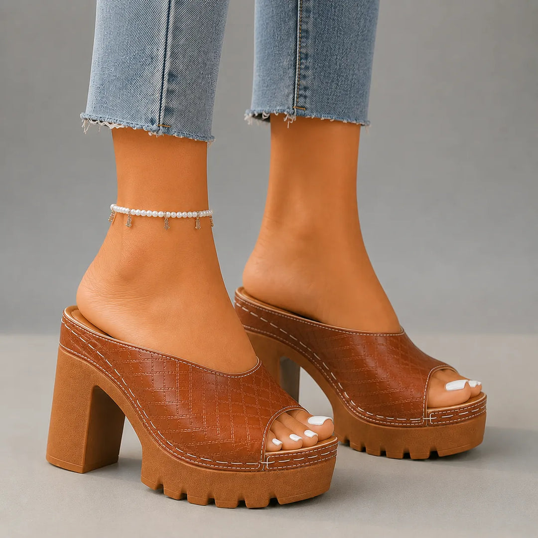 Women's Block Heel Chunky Sandals with Cushioned Footbed