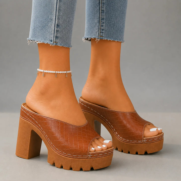 Women's Block Heel Chunky Sandals with Cushioned Footbed
