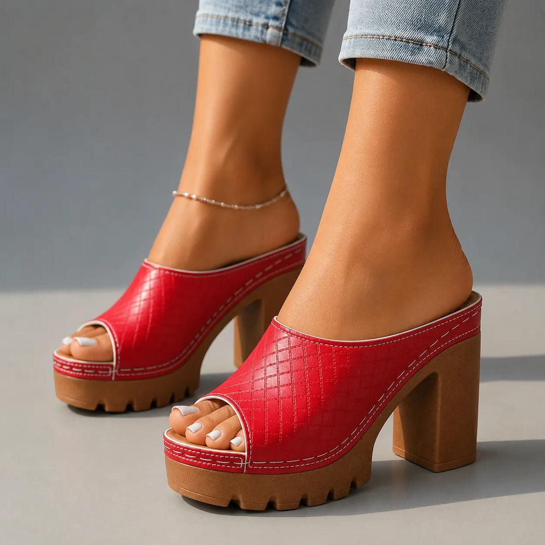 Women's Block Heel Chunky Sandals with Cushioned Footbed
