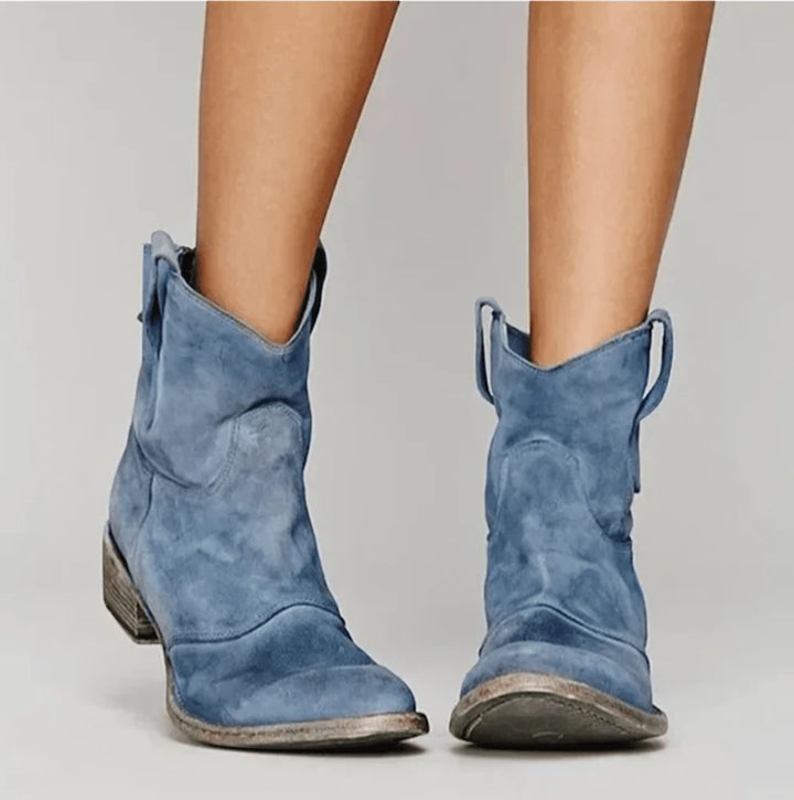 Women's Block Heel Cowboy Boots with Cushioned Insole and Wide Fit