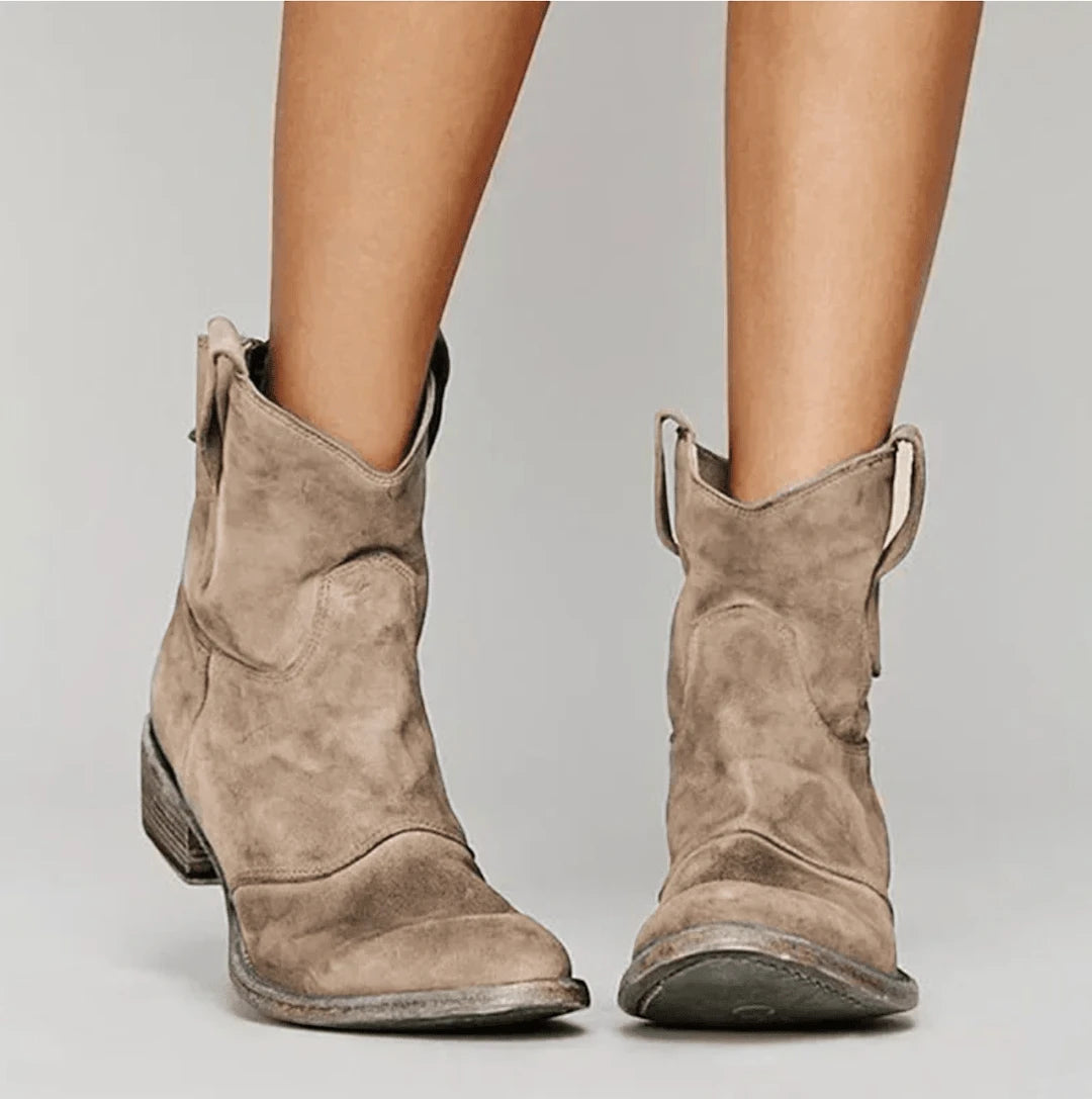 Women's Block Heel Cowboy Boots with Cushioned Insole and Wide Fit