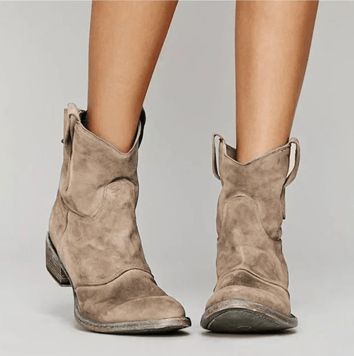 Women's Block Heel Cowboy Boots with Cushioned Insole and Wide Fit