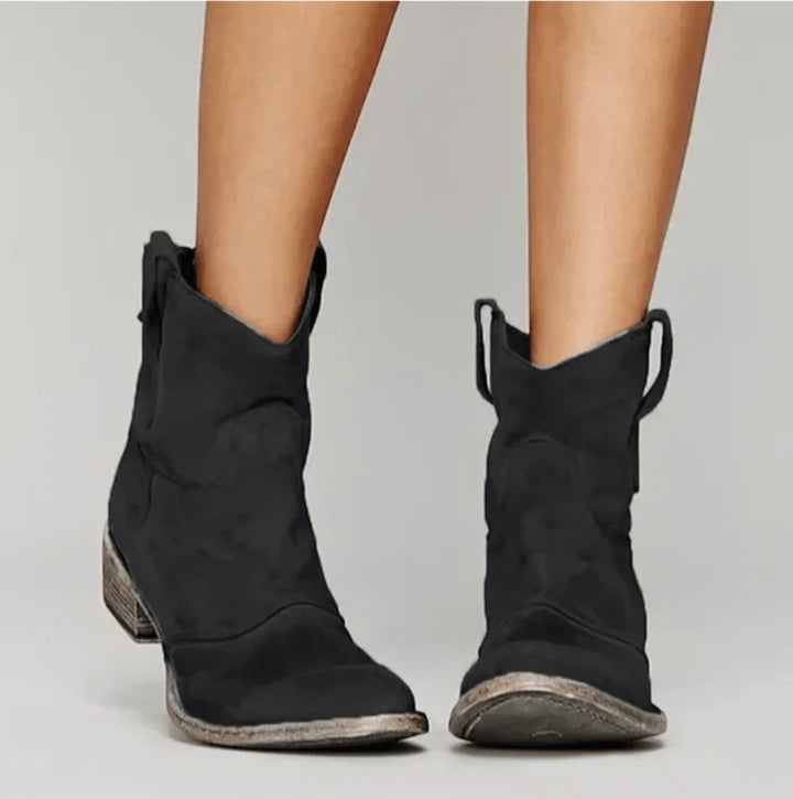 Women's Block Heel Cowboy Boots with Cushioned Insole and Wide Fit