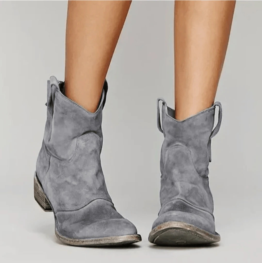 Women's Block Heel Cowboy Boots with Cushioned Insole and Wide Fit