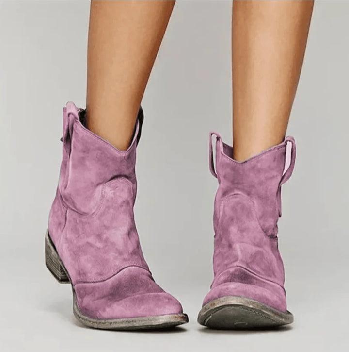 Women's Block Heel Cowboy Boots with Cushioned Insole and Wide Fit