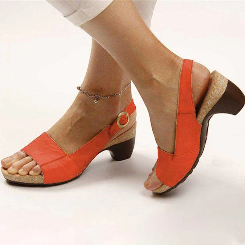 Women's Block Heel Sandals with Adjustable Strap