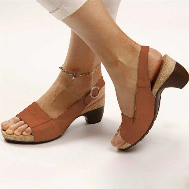 Women's Block Heel Sandals with Adjustable Strap