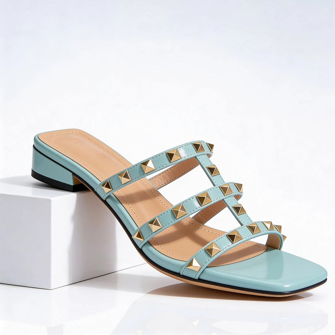 Women's Block Heel Sandals with Cushioned Insole and Square Toe