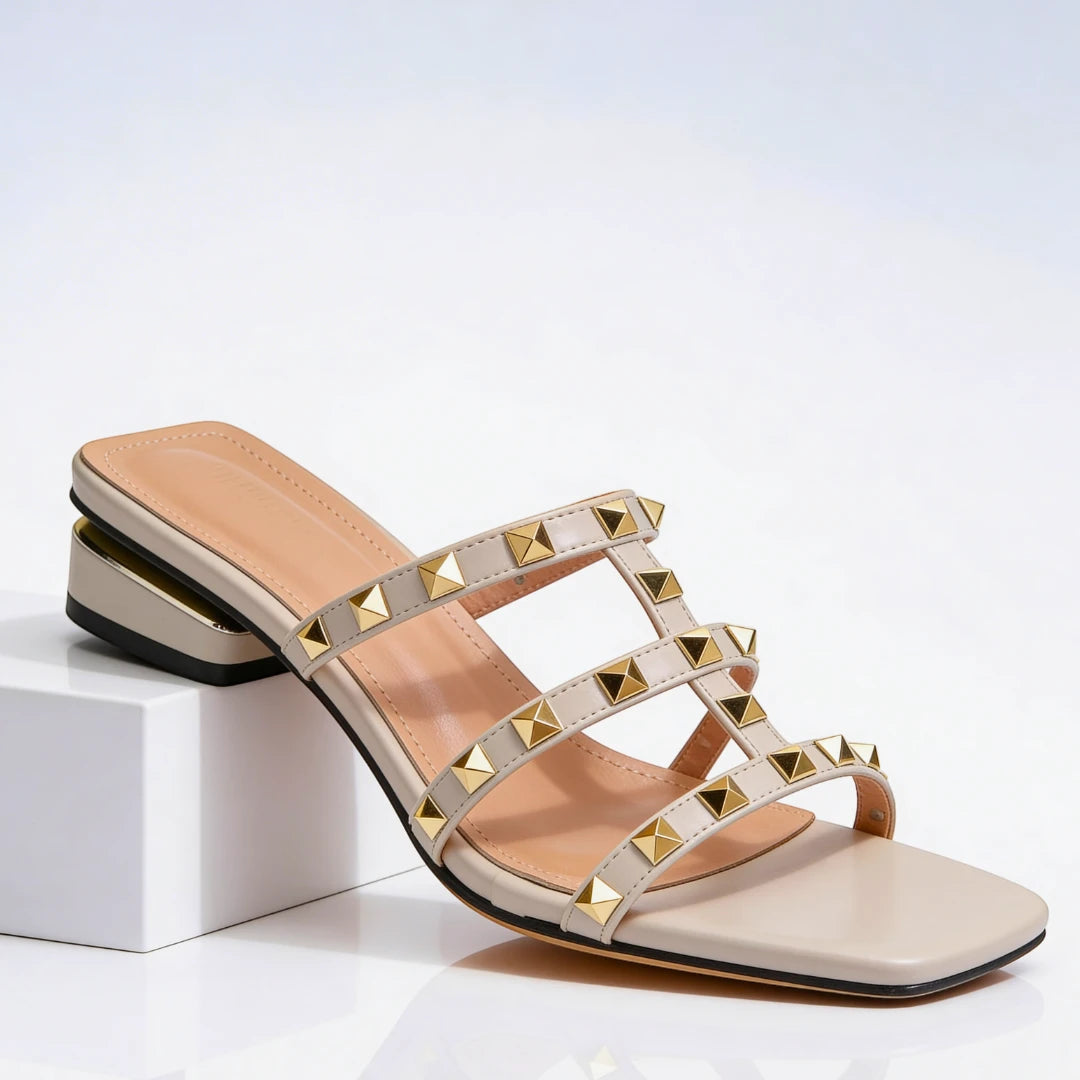 Women's Block Heel Sandals with Cushioned Insole and Square Toe