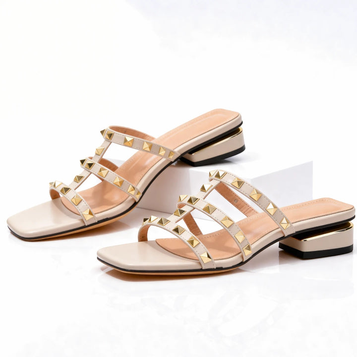 Women's Block Heel Sandals with Cushioned Insole and Square Toe