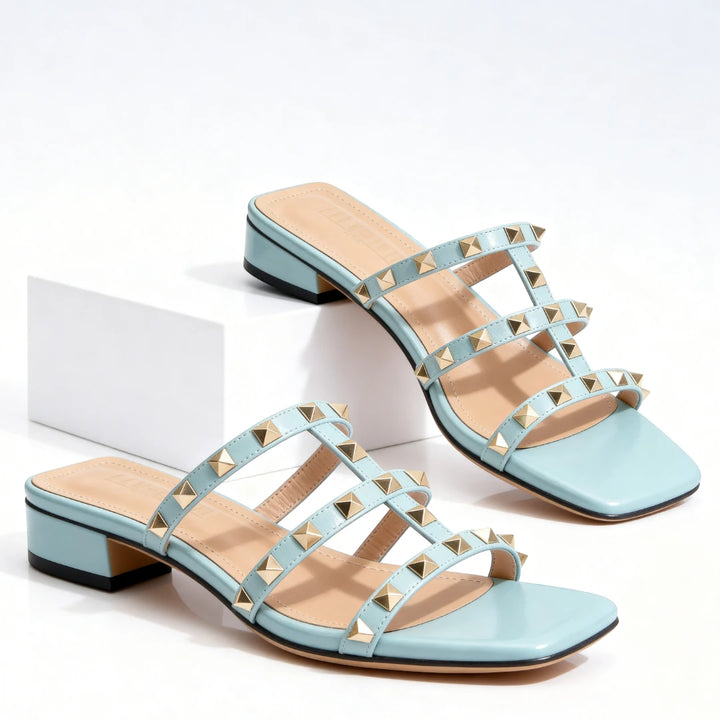 Women's Block Heel Sandals with Cushioned Insole and Square Toe