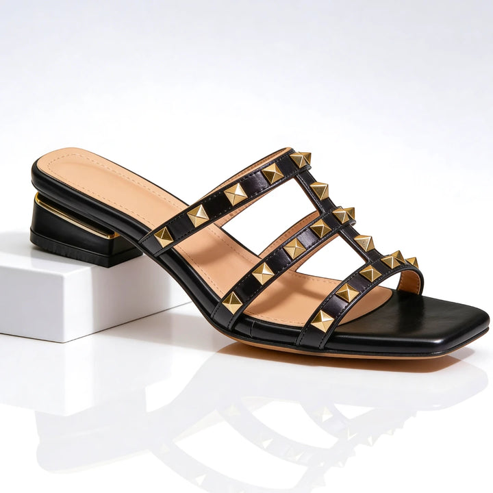 Women's Block Heel Sandals with Cushioned Insole and Square Toe