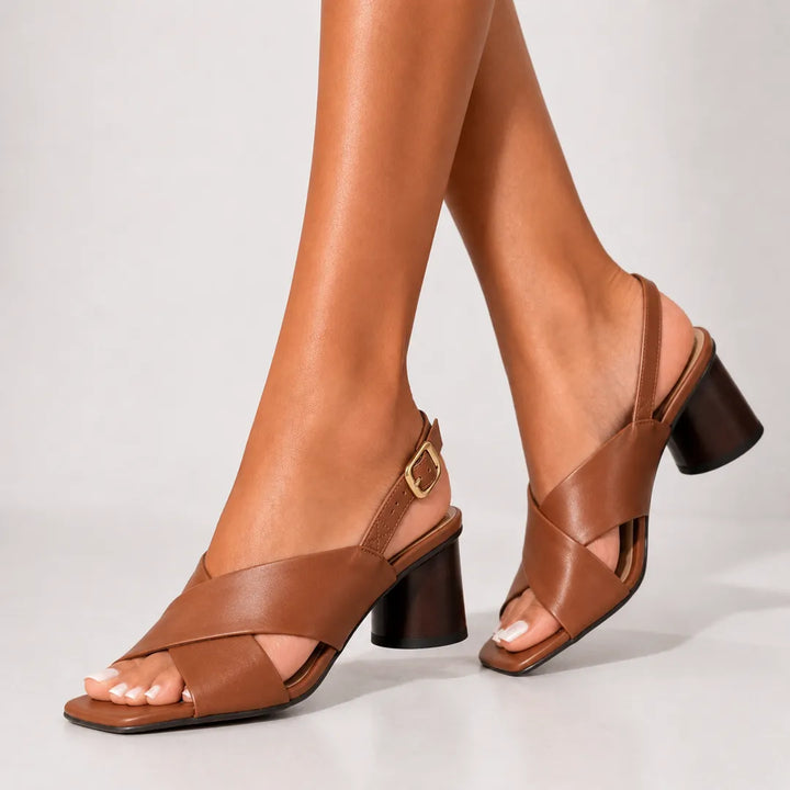 Women's Block Heel Strappy Sandals with Adjustable Strap