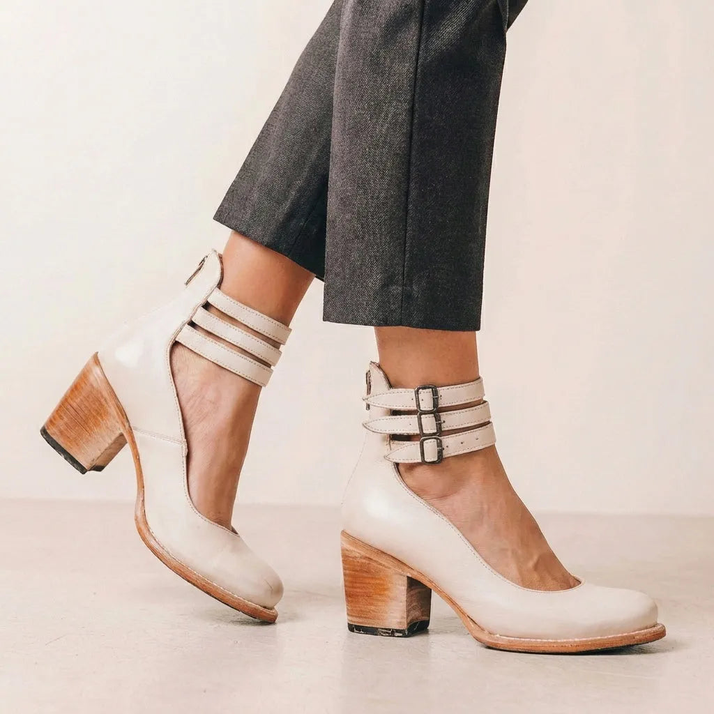 Women's Block Heels Ankle Sandals with Adjustable Strap