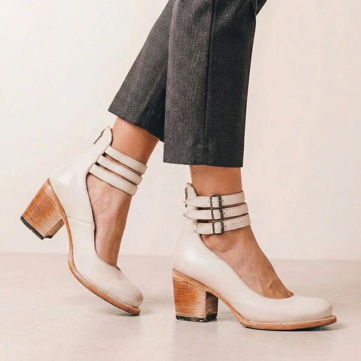 Women's Block Heels Ankle Sandals with Adjustable Strap