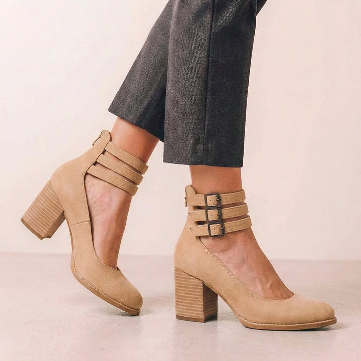 Women's Block Heels Ankle Sandals with Adjustable Strap